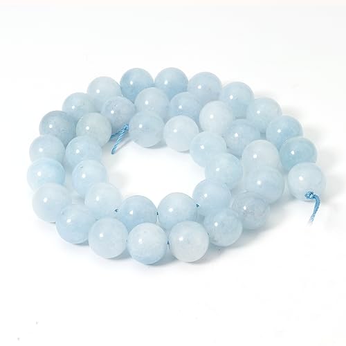 60pcs 6mm Natural Blue Aquamarine Gemstone Beads Energy Healing Crystal Round Loose Stone Beads for Jewelry Making, DIY Bracelets Necklaces - color: Blue Aquamarine, size: 6mm