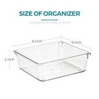 12 Pack Drawer Organizer - 6" X 6" Clear Acrylic Storage Bins with Non-Slip Pads, Versatile Desk Tray for Makeup, Jewelry, Kitchen, Bathroom, and Office Organization - size: 6"X 6"