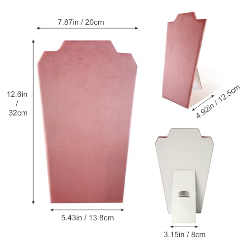 6Pcs/Set Necklace&Earring Display stand Velvet Jewelry Set Easel Display Rack Jewelry Display Stand for Vendors Jewelry Bust (Pink, L) - size: L