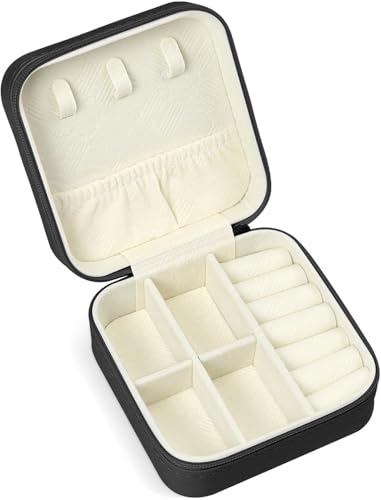 SLOZO Travel Jewelry Case, Travel Jewelry Box, Mini Jewelry Travel Case, Jewelry Organizer Case, Portable Small Jewelry Organizer Storage Boxes - Best Gift for Women Girls. - color: Black