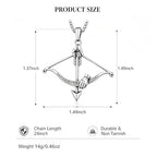 Cross Bow and Arrow Necklace for Men, Non Tarnish Durable Stainless Steel Necklace 24inch with Zinc Alloy Crucifix Pendant for Male, Archery Jewelry Accessories Gift for Valentines Day for Boyfriend and Husband