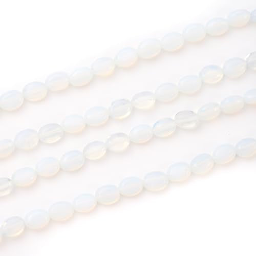 6×8mm Natural Opal Gemstone Loose Beads Flat Oval Healing Crystal Loose Stone Beads for Jewelry Necklace Bracelet Earring Craft - color: Opal