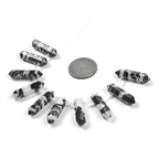Zebra Jasper 32mm Natural Gemstone Hexagonal Wand Jewelry Making Crystal Pointed Chakra Reiki Healing Beads 2mm Hole Drilled(Pack of 10) - color: Zebra jasper