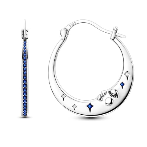 LAZA 925 Sterling Silver Hoop Earrings for Women, Sterling Silver Butterfly Hoops Colorful Flowers Hoop Huggie Earrings Hypoallergenic Jewelry Gifts for Women - color: Waterdrop Stars Earring