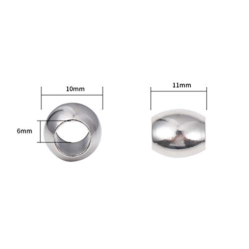 BEADIA Stainless Steel Spacer Beads 10x11mm Oval Loose Charm Caps Beads for DIY Jewelry Making 10pcs with 6mm Hole - color: 10x11mm 6mm