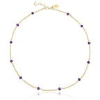 Dainty Gold Necklace for Women,Trendy 18k Gold Vermeil Sterling Silver Choker Necklace Thin Beaded Choker Necklaces Womens Simple Jewelry Gift for Valentines Day - color: February - Amethyst