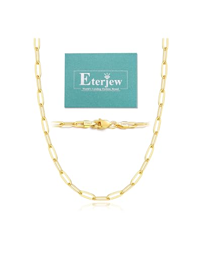 18K Gold Plated and 925 Sterling Silver Paperclip Chain Necklace for Women, 3mm 4mm Women's Chain Necklace, World's Top Craftsmanship Necklace for Women 16 18 20 22 24 26 Inch - color: 4mm Yellow Gold, size: 16 Inch