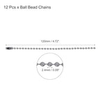 MECCANIXITY Ball Bead Chain Beaded Necklace Chains 5 Inch Adjustable Metal Ball Chains 2.4mm/0.1inch Keychain for Jewelry Making,DIY Craft Projects,Pack of 12(Gray) - color: Gray