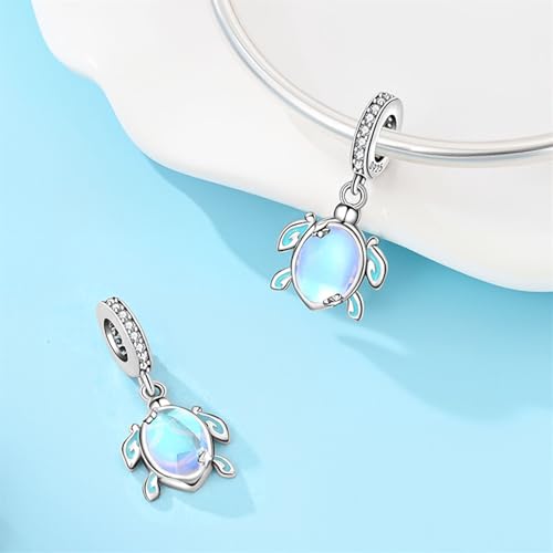 925 sterling silver Bead Charm for Pandora bracelets and Necklaces - Cute Heart Animal Ocean Pendant Bead Charms with Cubic Zirconia Mother's Day Jewelry Making DIY Gifts for Women Wife/Girlfriend - color: Sea Turtle Pendant
