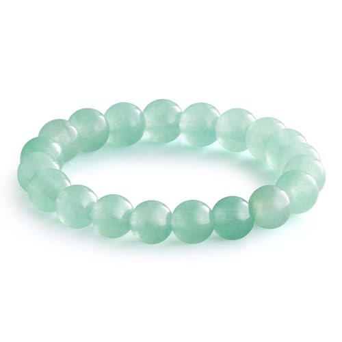 NLIEO Natural Gemstone Stretch Beaded Rings for Women Stackable Dainty Elastic Crystal Rings Jewelry - style: Green Aventurine