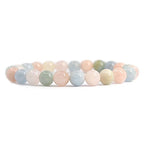 Justinstones Gem Semi Precious Gemstone 8mm Round Beads Stretch Bracelet 7 Inch Unisex - color: Morganite Beryl Aquamarine