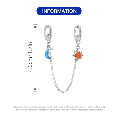 Spacer Stopper Beads for Bracelets & Necklaces, 925 Sterling Silver Beads | Smooth & Pave Cubic Zirconia (White, Blue, 18K Gold Plated) | Anti-Slide Separator Charms S925 Women Jewelry - color: Sun and Moon-Bead Charms