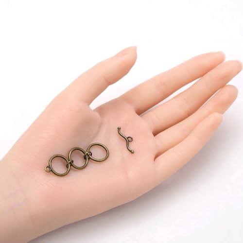Adabele 20 Sets Adjustable 3-Ring Toggle Clasp 14.3mm T-Bar Closure Tarnish Resistant Antique Bronze for Necklace Bracelet Craft Jewelry Making MC-AF64 - size: 14.3mm Adjustable Toggle