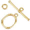 Beebeecraft 1 Box 10 Sets Toggle Jewelry Clasp Sets Real 18K Gold Plated Brass Oval T Bar Ring Links Closure End Clasps Connectors for Jewelry Making Necklaces Bracelets Supplies DIY Crafts