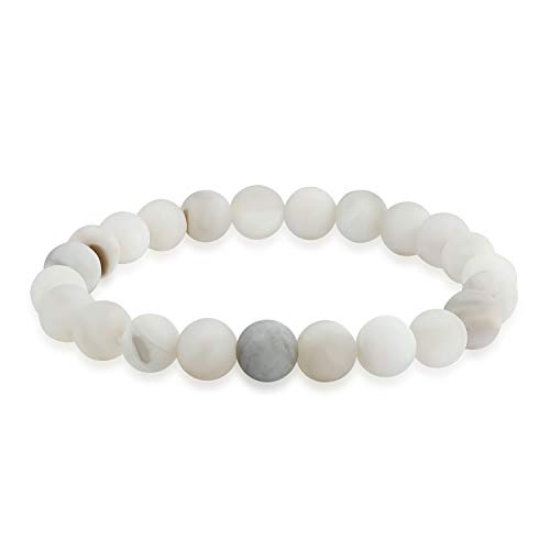 Bling Jewelry Natural Multi Color Semi Precious Gemstone Round Bead 8MM Strand Stackable Stretch Bracelet For Women Men Teen Unisex - color: Crazy Lace Agate
