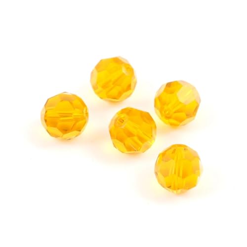 100pcs Adabele Austrian 4mm (0.16 Inch) Small Faceted Loose Round Crystal Beads Light Topaz Yellow Compatible with 5000 Swarovski Crystals Preciosa SS2R-408 - color: Light Topaz/Yellow, size: 4mm Small (100pcs)