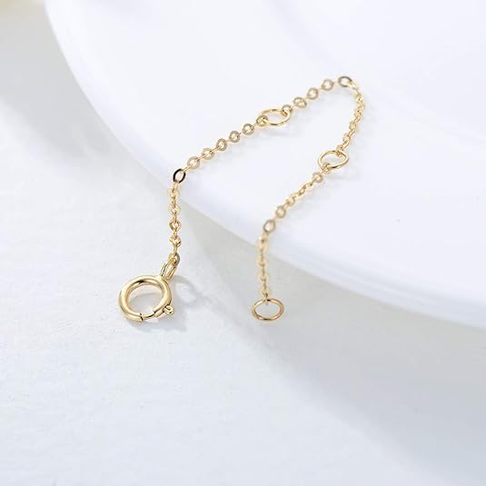 14K Gold Chain Extender for Women, Yellow Gold/White Gold/Rose Gold Adjustable Gold Necklace Anklet EXtension Chain, Available in 2/3/4 Inch - color: Yellow Gold, size: 4 Inch