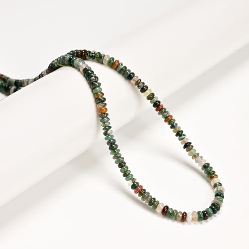 ICAI Beads Natural 2x4mm Rondelle Beads, Abacus Disk Stone Spacer Beads – Loose Natural Gemstone Beads for DIY Bracelet, Necklace, Jewelry Making (India Agate) - color: India Agate, size: 2x4