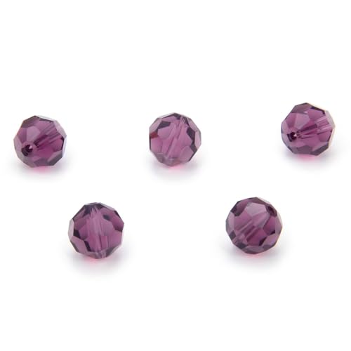 100pcs Adabele Austrian 4mm (0.16 Inch) Small Faceted Loose Round Crystal Beads Amethyst Compatible with 5000 Swarovski Crystals Preciosa SS2R-411 - color: Amethyst, size: 4mm Small (100pcs)
