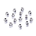 240pcs Opaque Acrylic Letter O Cube Beads White Plastic Alphabet Loose Spacer Square Beads 4-5mm for DIY Name Bracelet Necklace Jewelry Crafts Making Hole: 1.8mm - color: Letter O#White and Black
