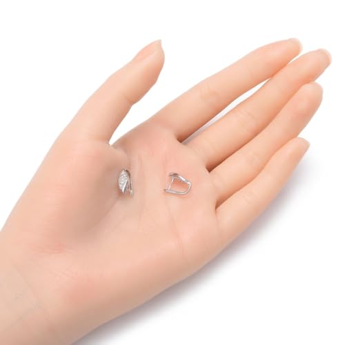 5pcs Adabele Authentic 925 Sterling Silver 13mm Leaf Design Pendant Clasp Pinch Bails Cubic Zirconia Clip Tarnish Resistant for DIY Craft Jewelry Making SS204-3 - size: 13mm Leaf Design Pinch Bail with CZ