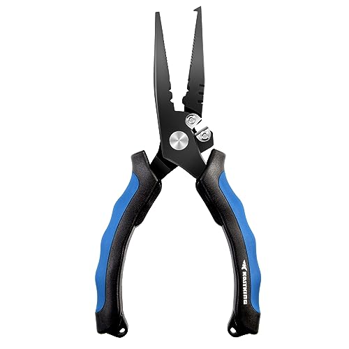 KastKing Intimidator Fishing Pliers, Corrosion Resistant Polymer Coated Fishing Tools, Tungsten Carbide Cutters, Saltwater Resistant Fishing Gear - color: H:7" Split Ring W/ Braid Cutters - Heavy Duty