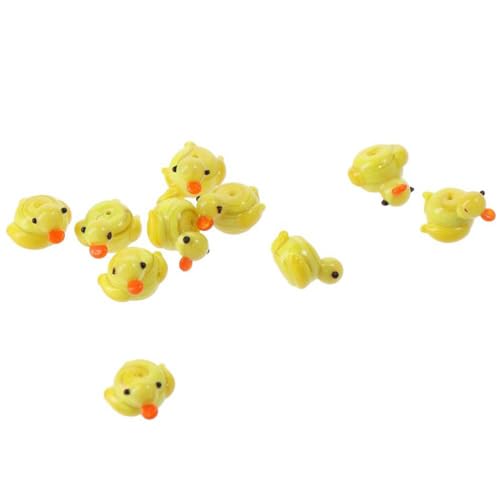 10 Pcs Duck Lampwork Beads Pendants 15X15mm Cartoon Animal Loose Beads for Necklace Bracelet DIY Jewelry Making