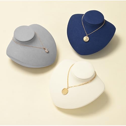 Microfiber Jewelry Bust Display Necklace Pendant Small Jewelry Necklace Display Stand for Showcase(Blue) - color: Blue