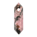 Matrix Rhodonite 32mm Natural Gemstone Hexagonal Wand Jewelry Making Crystal Pointed Chakra Reiki Healing Beads 2mm Hole Drilled(Pack of 10) - color: Matrix Rhodonite