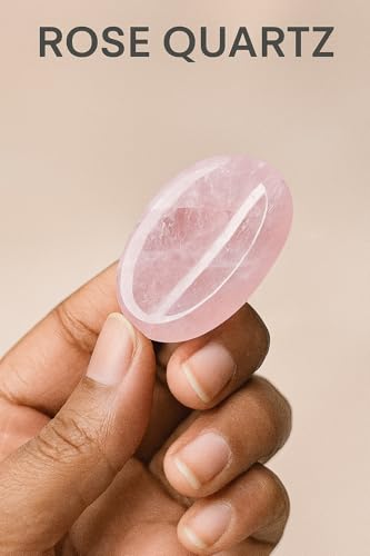 Rose Quartz Worry Stone – Natural Thumb Stone for Love, Anxiety Relief & Meditation | Pocket Palm Stone for Reiki, Crystal Healing, Stress Relief, Chakra Balancing & Spiritual Energy - color: Rose Pink