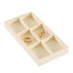 Dark Blue Jewelry Display Tray Ring Necklace Earring Bangle Organizer Multifunctional Storage Case for Jewelry Showcase (Long 6 Grids Tray(beige)) - color: 28-6 Gird Tray