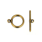 10 Sets Elegant Round Toggle Clasp T-Bar Closure 14mm (0.55 Inch) Tarnish Resistant Antique Bronze for DIY Craft Jewelry Making CF181-4 - color: Antique bronze (simple design), size: 14mm/simple - 10 Sets
