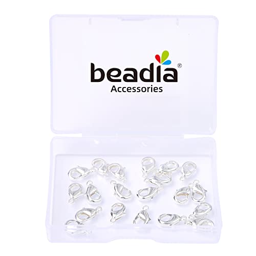 BEADIA Silver Plated Lobster Clasps Non Tarnish 12mm 20pcs for Jewelry Making Findings - color: Lobster Clasps Silver, size: 12mm