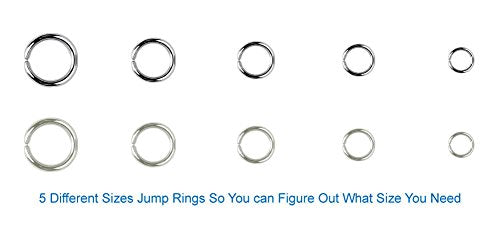 Anezus Jump Rings for Jewelry Making Supplies with Jump Ring Pliers (1200Pcs Dull Silver and Bright Silver)