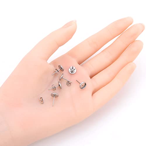 100pcs Adabele 304 Grade Surgical Stainless Steel Hypoallergenic Earring Post Bezel Cup Tray Blank Setting 100 Earnut Backs for 6mm Cabochon Resin DIY Earrings Jewelry Making SJF7-6 - size: 6mm (0.24 inch)