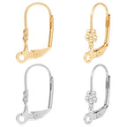 Beebeecraft 1 Box 48Pcs Leverback Earring Findings Stainless Steel 2 Colors French Earring Hooks Flower Pattern Dangle Ear Wire Findings for Jewellery Making - color: Small Flower Leverback Earring