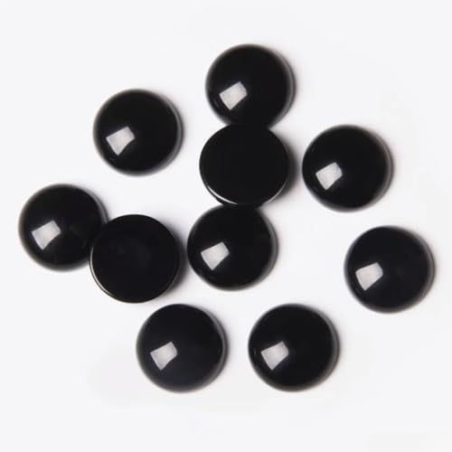 20pcs 6mm Natural Stone No Hole Black Agate Semicircle Smooth Cabochons Beads Healing Chakra Crystal Stone Bead for Jewelry Making Rings Earrings Necklace Bracelet DIY Crafts - color: Black Agate, size: 6mm