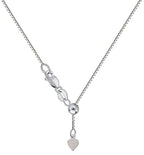 Savlano 925 Sterling Silver Solid 0.8mm Box Adjustable Bolo 14-24 Inch Chain Necklace For Women - Made in Italy Comes With a Gift Box - style: Rhodium Plated