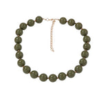 Caiyao Bohemian Colorful Acrylic Round Beaded Choker Necklaces Handmade Adjustable Resin Beads Clavicle Rope Necklace for Women Men Ethnic Costume Party Vacation Jewelry Gifts - color: Olive green