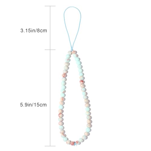 Semi-Precious Gem Stones Beaded Phone Charm Cell Phone Lanyard Wrist Strap Handmade Natural Gemstone Phone Chain string - color: Shoushan Stone