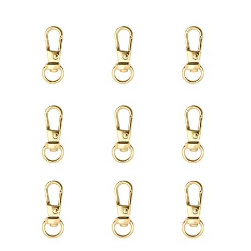 12pcs Swivel Push Gate Snap Hooks Clasps for DIY Crafts Keychain Clip Purse Handbag Making Accessories (Light Gold,Small(32mm)) - color: Light Gold, size: Small(32mm)