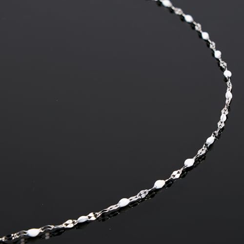 UMAOKANG 16.4 Feet White Enamel Chain for Jewelry Making Stainless Steel Lip Chains Bulk on Spool - color: Steel-White