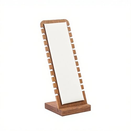 TANG SONG Walnut Color Bamboo Leather Soft Mat Multiple Necklace Display Stand Necklace Bracelets Chains Organizer Holder for Home (White) - color: Walnut-White, size: 1PC