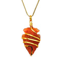 Amazing Gemstone Crystals and Healing Stones Carnelian Necklace - Gold Chain Necklace Pendant - Real Crystal Necklace - color: Gold Spiral Arrowhead, size: 1 PIECE