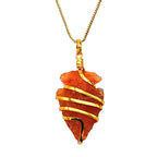 Amazing Gemstone Crystals and Healing Stones Carnelian Necklace - Gold Chain Necklace Pendant - Real Crystal Necklace - color: Gold Spiral Arrowhead, size: 1 PIECE