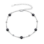 HPQQ Anklet Bracelet for Women 925 Sterling Silver Natural Stone Chain Bead Ankle Bracelet Beach Summer Fine Jewelry Mothers Day Birthday Gifts for Women Mom Wife - color: Bracelet-7"-9"-Black Onyx