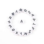 Song Xi 1200pcs White Round Acrylic Alphabet Beads - Black Letter Beads 4x7mm for Bracelets and Jewelry Making Key Chains - color: 1200pcs white black letter