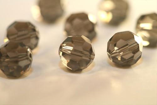 100pcs Adabele Austrian 4mm (0.16 Inch) Small Faceted Loose Round Crystal Beads Smoked Quartz Compatible with 5000 Swarovski Crystals Preciosa SS2R-421 - color: Smoked Quartz, size: 4mm Small (100pcs)