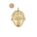 TheBeadChest African Brass Mask Pendant (75x55mm): Genuine West African Mask Design for DIY Jewelry & Necklaces - color: Brass, size: Large (75x55mm)