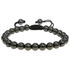 ANAYA AGATE Energy Protection Crystal Handmade Adjustable Bead Bracelet Perfect for Men, Women’s Christmas Gift - Gemstone Healing Stretch Bracelet Pulsera Para Hombre Mujer Stocking Stuffer - color: Hematite